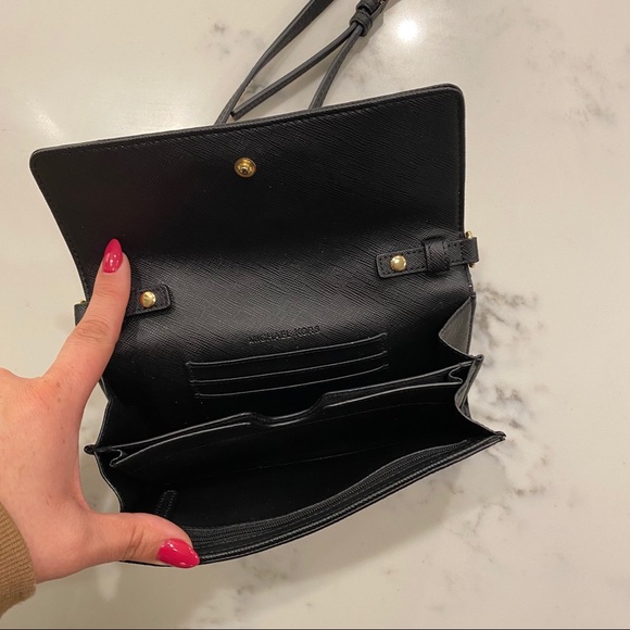 Michael Kors Black Leather Wallet on a Chain - Picture 2 of 3